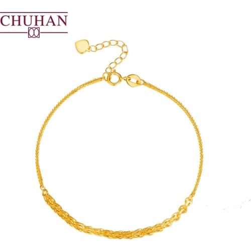 CHUHAN 18K Gold Bracelet Fashionable Exquisite Wheat Shaped bracelet Chopin half chain Au750 gold Phoenix tail Bracelet women