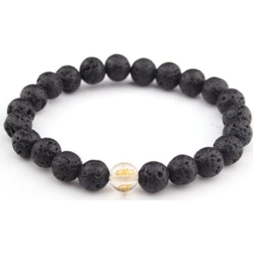 8mm black Punk multicolor Agate Chakra Healing Reiki Buddha Yoga Bracelet elastic adjustable Volcanic Stone Bangles ty4d