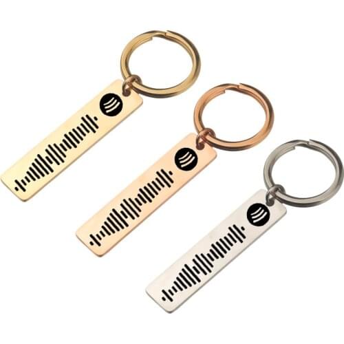 Spotify Scan Code Custom Keychain Women Men Gift Spotify Keychains 2021 Fashion Key Rings Chains Diy Accessories Stainless Steel