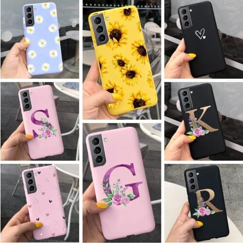 Case For Samsung S21 Plus S21+ 5G Case 26 Letters Matte Protectiver Silicone Cover For Galaxy S21 S 21 Plus G996B 5G Soft Bumper
