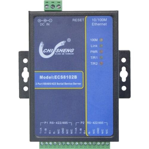 ECS8102BH 2-port RS485/422 to Ethernet serial server RS485 to network port wide version