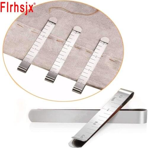FLRHSJX 1/3pcs Sewing Clips Stainless Steel Hemming Clips 3 Inches Measurement Ruler Quilting Supplies for Wonder Clips