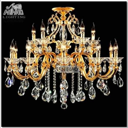 HOT! Modern Gold Crystal Chandelier Light Fixture Crystal Lustre Hanging Lamp with Top Class K9 Crystal Light MD88008