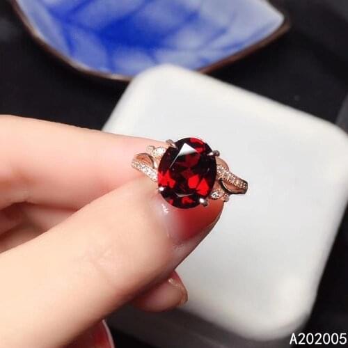 KJJEAXCMY fine jewelry 925 sterling silver inlaid natural Garnet new Female adjustable ring noble Support test with box
