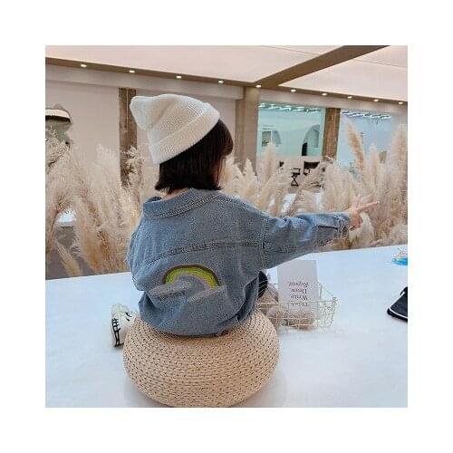 2021 Spring and Autumn Baby Denim Jackets New Baby Girl Clothes Kids Casual Outwear Toddler Rainbow Print Cowboy Coat 2-8 Years