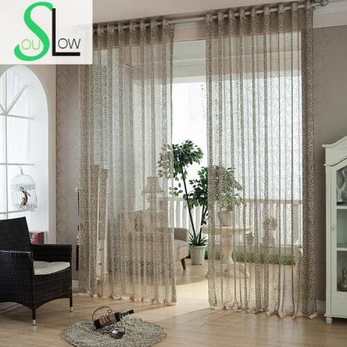 Slow Soul Brown Jacquard Curtain Hollow Elegant Europe Pleated Plaid Tulle Curtains For Living Room Bedroom Kitchen Sheer