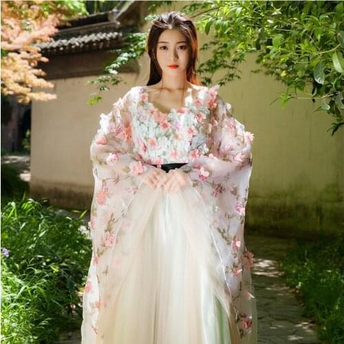 Hanfu Cosplay costume sexy flower fairy princess dress Korean style dance Clothing National long gown bride Fancy Dress