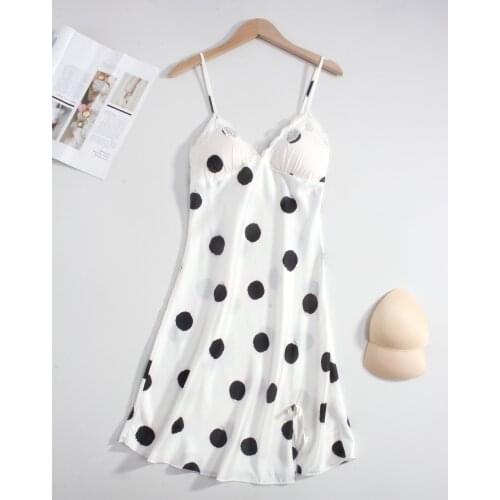 Fashion Womens Nightgown Lovely Homewear 2021 Dot Negligee Skirt Bathrobe Spring and Summer Lounge Wear Sexy Velor Pajamas Lace