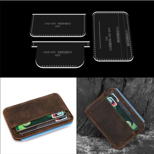 DIY small card holder leather craft Acrylic sewing template photo card bag Leathercraft Tool Set Sewing Pattern Leather making