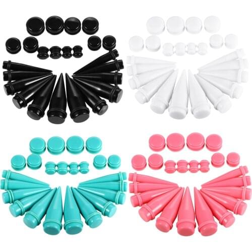 24Pcs/lot Black Acrylic Big Gauges Kit Spiral Ear Taper Tunnel Plug Ear Stretching Expander Kit Body Piercings Jewelry 10-20mm