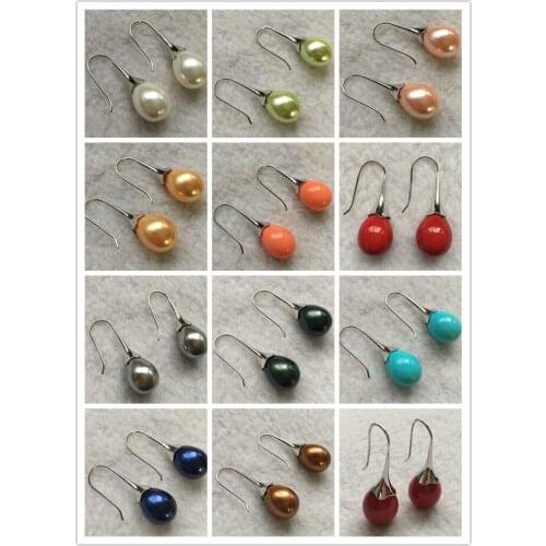 New 11 colors natural Water droplets shape shell silver color earrings