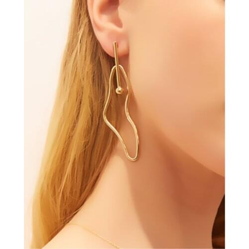 Exaggerated Earing Hollow Irregular Geometric Metal Drop Earrings For Women Female Unique Earring Party Jewelry