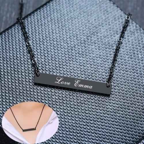 Elegant ID Tag Choker Necklaces for Women Personalize Engrave Name Love Bar Custom Jewelry
