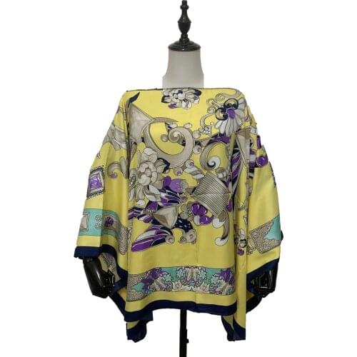 Oversize Thailand Holiday Summer Beach Kaftan Silk Top Dresses Batwing Sleeve Dashiki African Womens Silk Top Dress