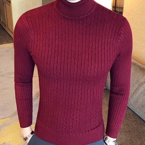 Casual Men Sweater Fashion Winter Solid Color Turtle Neck Long Sleeve Twist Knitted Sweater Daily wear 2021 футболки