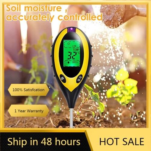 Professional Soil PH Meter 4 In1 LCD Temperature Solar Moisture PH Garden Soil Tester LCD Display