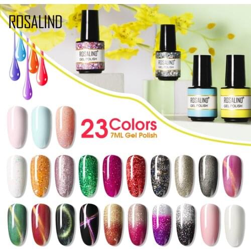 ROSALIND Gel nail polish Soak Off Pure Color All for manicure Nail Gel Bright For Nail Art LED/UV Lamp Semi-permanent varnish