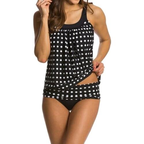 Polka Dot Black Bottom White Dot Bikini Set Swimsuit Swimming Suit for Women Bathing Suit 2 Piece Suit Sexy Swimwear Trajes