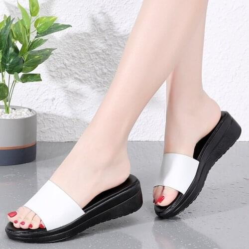 OKKDEY Fashion Simple Split leather Women Slippers Summer flat sandals Shoes Woman Piece beach sandals ladies gladiator sandal