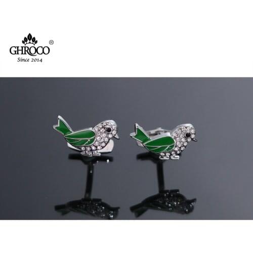 CHROCO High-Quality Exquisite Bird Shaped Inlaid with Acrylic Shirt Cufflink Fashion Luxury Gift for Business Men and Wedding
