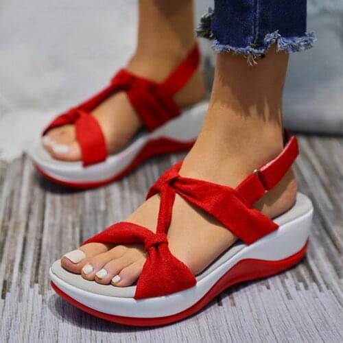 Womens Wedges Sandals Platform Non-Slip Buckle Strap Ladies Summer Shoes Fashion Leisure Concise Females Footwear Plus Size