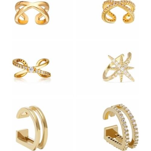 1PCS Real 925 Sterling Silver Clips On Earrings For Women Girl CZ No Piercing Fake Cartilage Earring Korean Earcuff Fine Jewelry