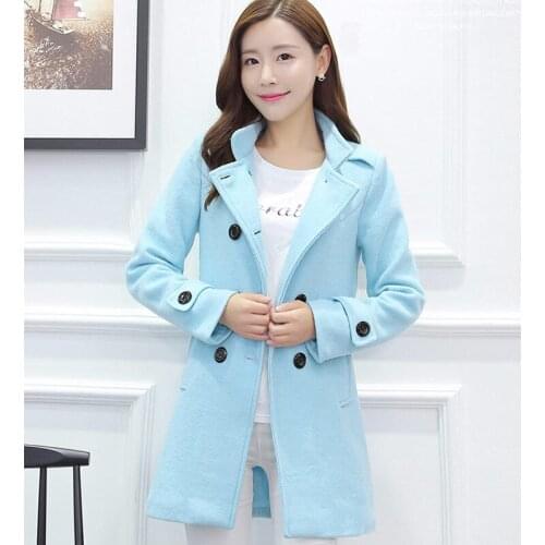 FIONTO Spring Autumn Trench Coat 2017 Turn Down Collar Casual Trench Coat Women Solid Long Slim Double Breasted Coats A034-1