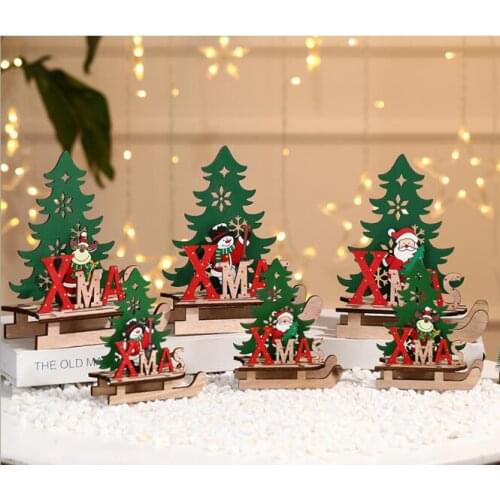 1SET Christmas Tree Ornaments Decorations Creative Car Jigsaw Puzzle for Children Adults Painted Wooden Assembly DIY QA 235
