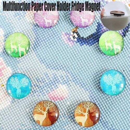 1Pc Glitter Round Magnet Cover Minders Diamond Painting Tools Home DIY Crafts Multifunction Paper Cover Holder Fridge Magnet
