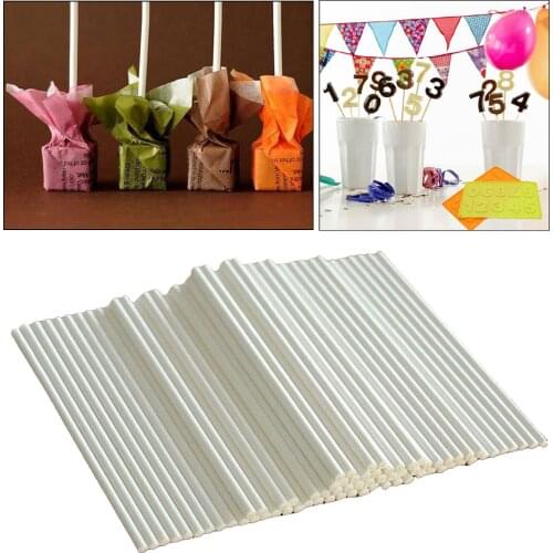 100x Paper Lollipop Sticks DIY Cupcake Cake Candy Chocolate Topper 6 Inch