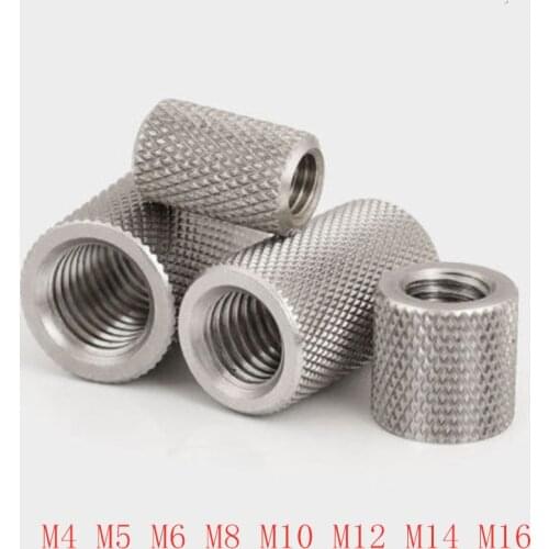 2-10pcs/lot Knurled round coupling nut M4 M5 M6 M8 M10 M12 M16 stainless steel Long extend knurled hand tighten nut