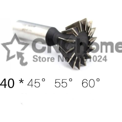 2PCS 40*45/40*55/40*60 degrees high speed steel straight shank dovetail milling cutter, HSS straight shank milling cutter