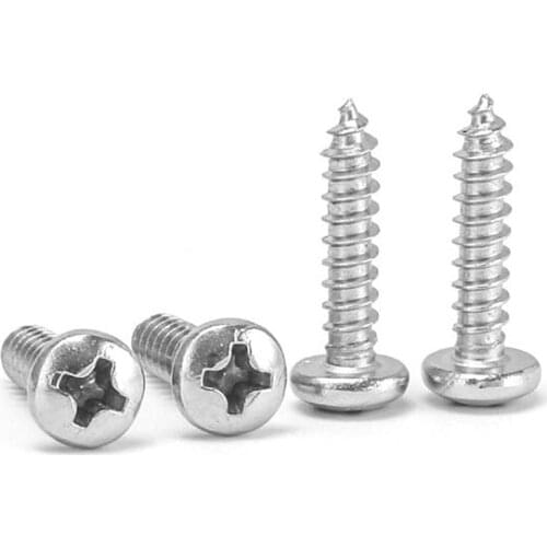 50pcs M1 M1.2 M1.4 M1.7 M1.8 M2 M2.2 M2.3 M2.6 Mini 304 stainless steel Cross Phillips Pan Round Head Self tapping Wood Screw