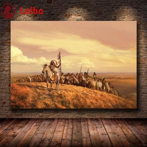 Diamond Embroidery Tribal indian leader Picture Diamond Painting Full Square round drill Mosaic Cross Stitch Wall Art