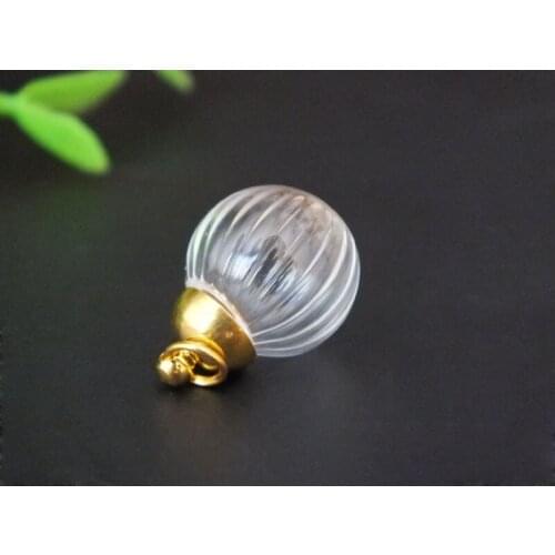 Free ship!! 20mm ball shape glass globe & glod cap& glass globe vial pendant art jewelry necklace