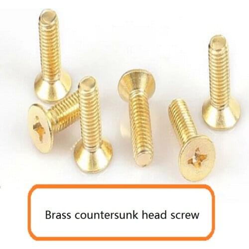 Free delivery GB819 Brass Flat Head Screw Cross Recessed Countersunk Head Machine Screws M5*10 12 14 16 20 25 30 35 40 45 50