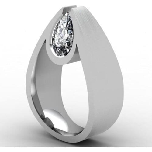 Big Water Drop Ring wtih Zircon Stone for Women Wedding Engaegment Fashion Jewelry 2020 New S925 Silver Color