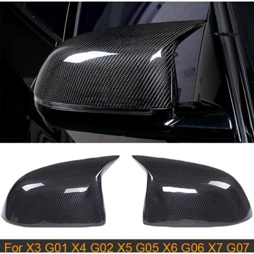 Carbon Fiber / Gloss Black Car Rearview Mirror Caps Covers for BMW X3 G01 X4 G02 X5 G05 X6 G06 X7 G07 2020 Replace Mirror Covers