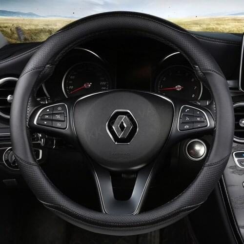 For Renault Scenic 1 2 3 4 Grand Scenic Megane Car Steering Wheel Cover Microfiber Leather + Carbon Fiber Auto Accessories