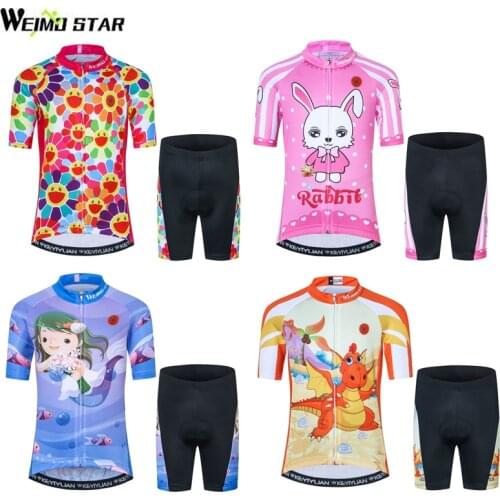 Kids Cycling Clothing Short Sleeve 3D Gel Shorts Suit Childrens Cycling Jersey Set Boy Girl Bike Jersey Bicycle Clothing 9 Style
