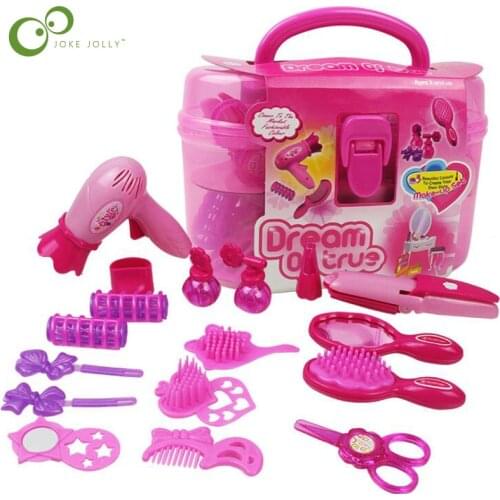 Children Pretend Play Kid Make Up Toys Makeup Set Hairdressing Simulation Plastic Toy For Girls Dressing Cosmetic Travel Box WYQ