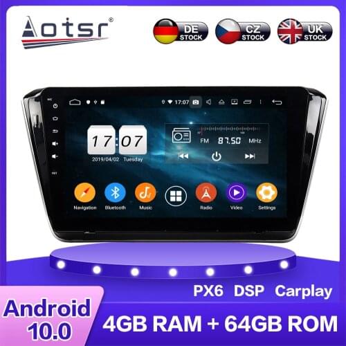 For Skoda Superb 2015-2018 Android 10 Car Multimedia DVD Player PX6 4G+64GB Auto GPS Navigation Stereo Radio DSP Carplay WIFI BT
