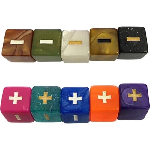 E56D 10 Pieces Acrylic Dice 6 Sided Right Angle Multi-Color Symbol Dice for Club/Party/Family DIY Games Accessories 16mm