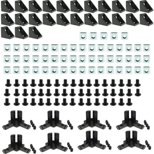 EU 2020 aluminum profile 3D printer builds 1720 Angle brackets M5 slide in T nuts L type three-way connectors openbuilds CNC