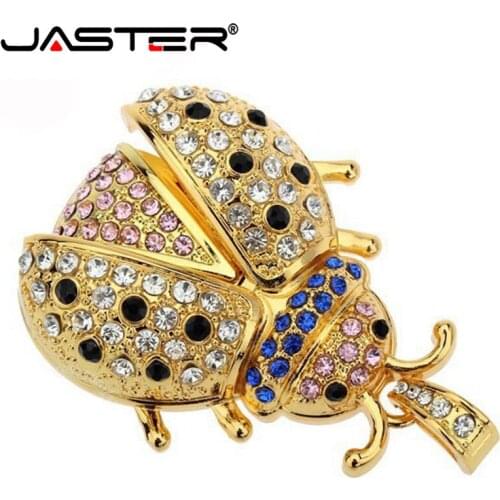 JASTER hot selling real capacity crystal beetle Ladybug thumb drive 4GB 8GB 16GB 32GB USB 2.0 External Storage USB flash drive