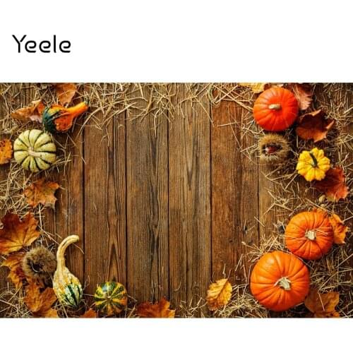 Yeele Autumn Harvest Pumpkin Hay Wooden Board Photography Background Thanksgiving Day Photocall Backdrop For Photo Studio