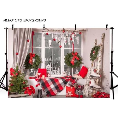 Photography Backdrops Christmas Background Fireplace Tree Winter Snow Window Interior Baby Birthday Background For Photo Studio