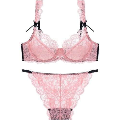 Hot Sale Style Push Up Womens Underwear And Panties Ultra-Thin Bra No Pad Lace Sexy Lingerie Set