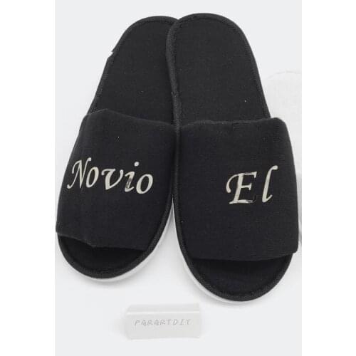 Personalize wedding novia novio bride groom spa slippers Matron of honor night Bachelorette party favors company gifts