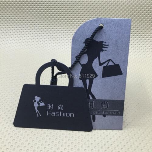 Custom clothing bag black matte paper tag/price tag/garment printed labels/cardboard tag printing/main label 1000 pcs a lot